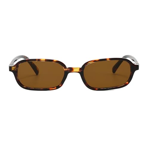 YAMEIZE Retro Small Rectangle Sunglasses for Women Men Vintage 90s Narrow Rectangular Sunglasses UV4002