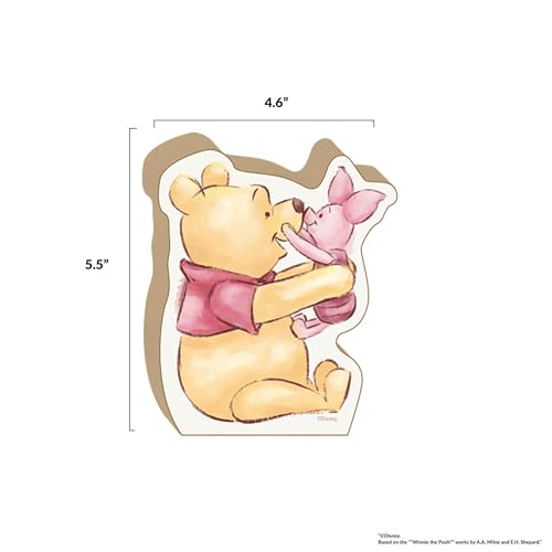 Image of Disney Winnie the Pooh and Piglet Playful Shelf Sitter Decor | Chunky Wood Block Decoration for Home or Office