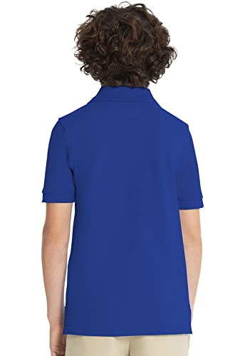 Image of Classroom Girls' Short SLV Pique Polo | Side Vents, Droptail Hem, Ribbed Trim, Comfortable Everyday School Wear