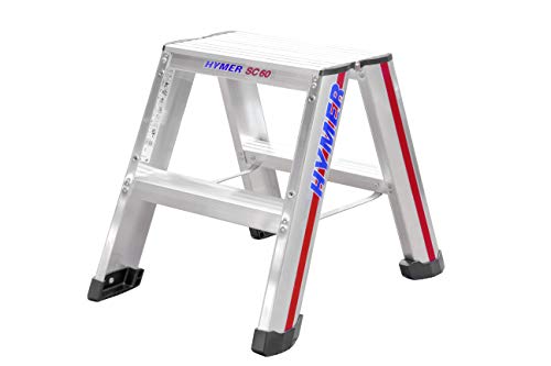 Preisvergleich Produktbild Hymer Stufenstehleiter 2x2 Stufen (beidseitig begehbar, Spreizsicherung, große Lederschuhe, Standhöhe ca. 0,21 m) 602404