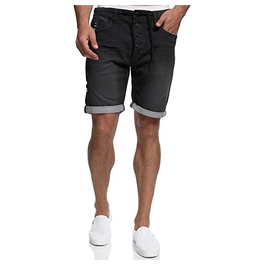 Indicode herr piano sweatshorts med 5 fickor av 82% bomull | korta byxor använd-Look shorts denim-optik Short Sweat Pants Washed Destroyed Jeans-Look fritidsbyxor för män
