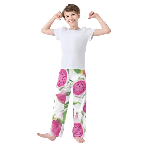 Pitaya Fruit Boys Long Pants Soft Trousers Elastic Waist Kids Lounge Bottoms with Pockets S-XL3