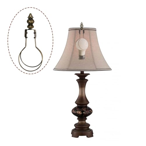 Image of GY & CK Antique Brass Clip On Lampshade Adapter Lamp Shade Light Bulb Clip Adapter Includes Decoration Finial, Spring Clip for Light Bulb