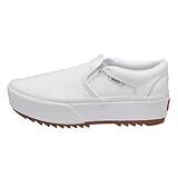 Vans Unisex Asher Platform Sneaker - Slip On Style - Canvas White 7.5
