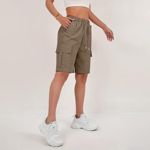 Wide Leg Bermuda Shorts for Women High Waisted Wide Leg Cargo Shorts Summer Baggy Waterproof Hiking Pants with Pockets4