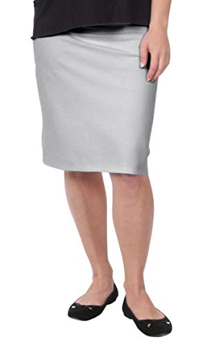 Kosher Casual Women's Modest Knee Length Stretch Pencil Skirt in Lightweight Cotton Spandex Plus 18 Heather Grey