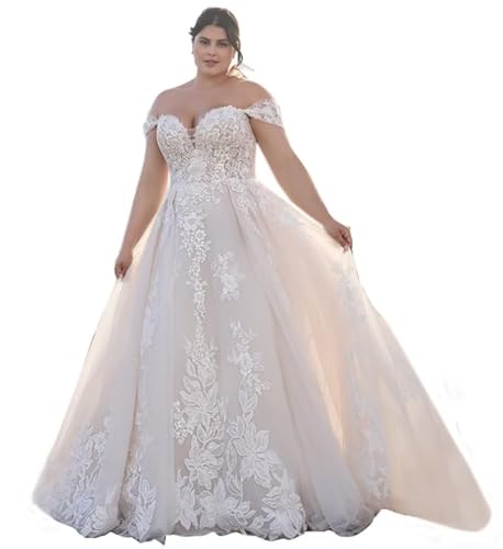 Women's Marriage Wedding Dresses Sweetheart Lace Appliques Tulles Bridal Gowns Off The Shoulder Ball Gowns