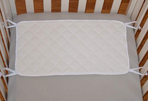 Image of Abstract Quilted Portable Crib Bib Sheet Saver | Safe, Soft & Breathable 24.5 inch X 13 inch (1 Pack, White)