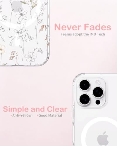 Coque iPhone 16 Pro Max florale compatible Magsafe Feams antichoc mince - 6