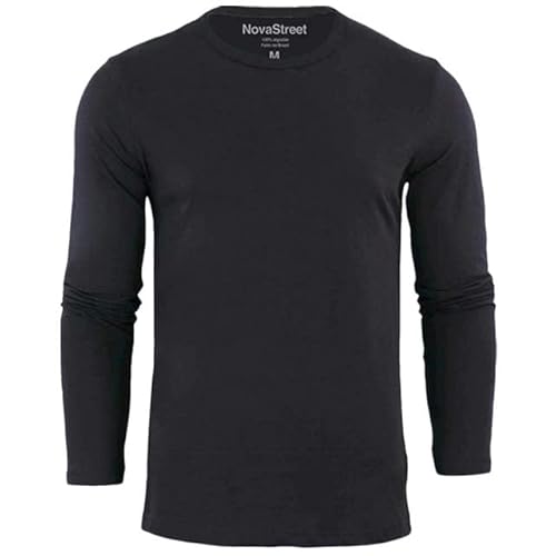 Kit 3 Camisetas Manga Longa Masculinas Slim Fit Novastreet Cor:Branca, Preta e Cinza;Tamanho:GG
