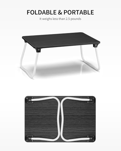 Image of Ruxury Foldable Lap Desk Laptop Stand Bed Desk Table Tray, Breakfast Serving Tray, Portable & Lightweight Mini Table, Lap Tablet Desk for Sofa Couch Floor - Black