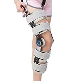 Hinged ROM Knee Brace, Post Op Knee Immobilizer with Side Stabilizers, Adjustable Knee Orthopedic Support After Surgery for Arthritis, ACL, MCL, and PCL Injury