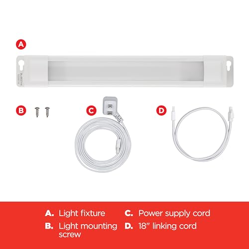 Image of UltraPro 24 Inch Plug in Under Cabinet Light with Soft White 2700K Light | 750 Lumens, Soft White 2700K Light, Dimmable Under Cabinet Lighting for Kitchen, ETL Listed