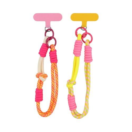 Culinavog Paquete de 2 piezas Cordón trenzado para teléfono, pulsera de mano ajustable, Correa Antipérdida Colorida Para Móvil, Accesorios Móvil Colgante para salidas diarias, viajes cortos