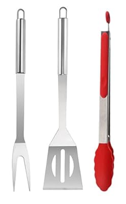 BBQ Grill Tool Set BBQ Accessories, Stainless Steel Grill Tools Grilling Accessories Grill Set Barbecue Grill Accessories for Outdoor Grill, Grill Utensils Grilling Tools Grilling Gifts for Men (3PCS)