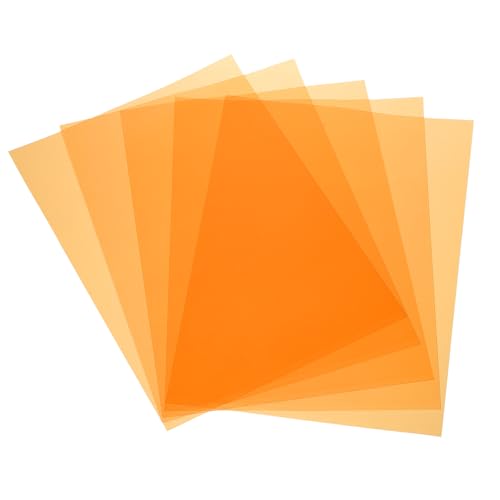 MECCANIXITY 5 Pcs Colored Plastic Sheets, A2 Transparent Amber Film Color Correction Gel Light Filter Waterproof 23.4 x 16.5