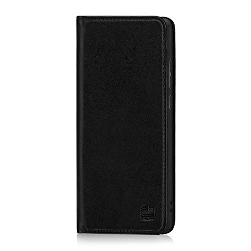 32nd Classic Series - Funda Tipo Libro de Piel Real para Huawei Honor View 20, Carcasa de Cuero Premium diseñada con Cartera, Cierre Magnetico y Soporte Integrado - Negro
