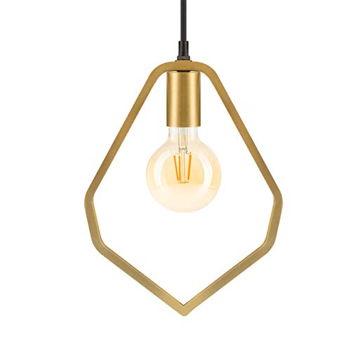 LUUK LIFESTYLE simple lampe design scandinave, pendentif vintage, pendentif pour lampe E27, lampe industrielle, idéal pour salon, salle à manger, bureau, or mat