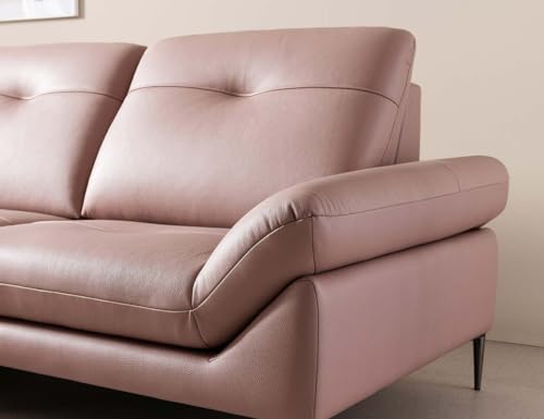 Image of Fabrique David Leatherette 2+1 Sturdy Look 3 Seater Sofa Set Light Pink | Luxury Comfortable Furniture Perfect for Home Guests Office & Living Room | Stainless Steel Legs