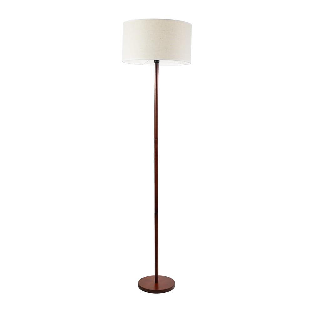 Valuelights Heather Dark Wood Stem Floor Lamp With Natural White Trim Drum Shade And Led Bulb from B&Q