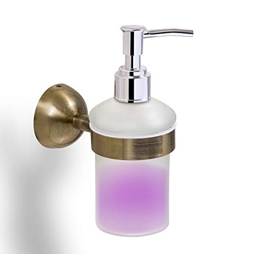 Image of USF Wall Mount Soap Dispenser 300 ml, Liquid Handwash Pump with Glass Container for Bathroom Utility, Easy Refill & Strong Wall Grip Mount (Antique Finish)