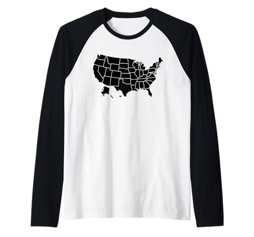 Mapa de Continental USA Camiseta Manga Raglan