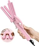 Farery Mini Laveur de cheveux, 1/2 pouce 3 Barrel curling fer pour court & Cheveux longs, chaleur réglable, ondes de sirène profonde & Volume, Crimpeur de cheveux de voyage double tension, rose Sakura