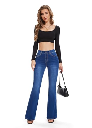 Best Butt-Lifting Jeans for Older Women: A Personal Trainer's Guide to Flattering Denim 18 FLYING BANANA Women's High Waisted Butt Lifting Stretch Bootcut Jeans (Medium Blue, 8)