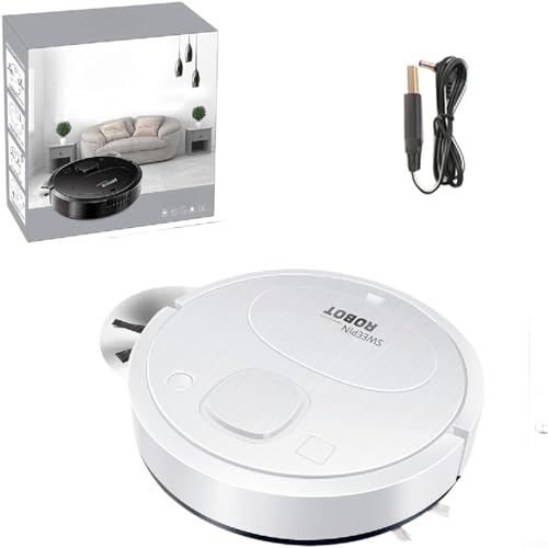 Alanmoship 1 robot aspirador y fregona 3 en 1 con succión de 1500 Pa, 55 dB, silencioso, delgado, diseño de 6 cm para limpieza de suelos duros del hogar, blanco (C)
