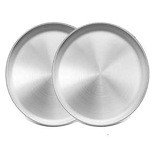 2Pcs 13.5 Inch Pizza Pan,Stainless Steel Pizza Pie Pan Tray Platter, Healthy Metal Pizza Baking Cooking Pan for Oven