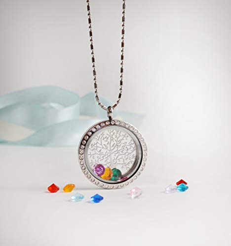 Azneck Tree Of Life Floating Charm Living Memory Lockets Pendant Necklace Stainless Steel Toughened Glass Gifts For Mom Family (Dp-02) #TOP6