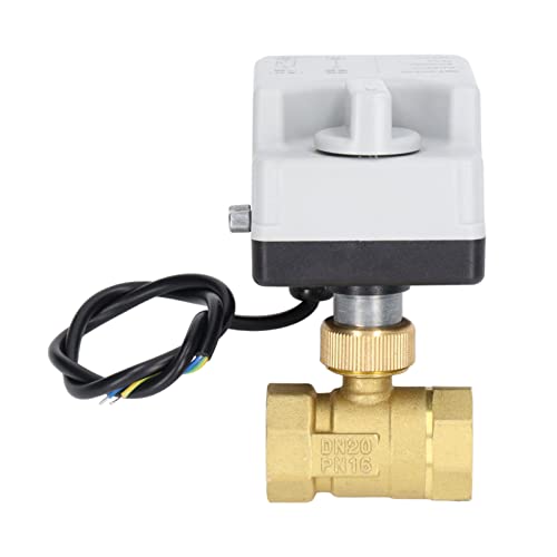 aqxreight Vanne à Bille Motorisée DN20 Manuelle et Automatique, 2 Voies, 2 Fils, Normalement Ouverte, AC220V, Automatique avec Interface Manuelle, la Voie de Protection Ouverte Est Normalement à