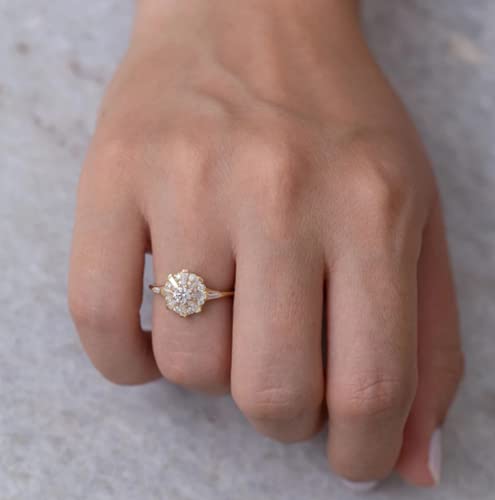 Awmnjtmgpw 18K Gold Cubic Zircon Ring Personalized Full Diamond Engagement Ring Women's Jewelry Size 6-10 (Size 7)3