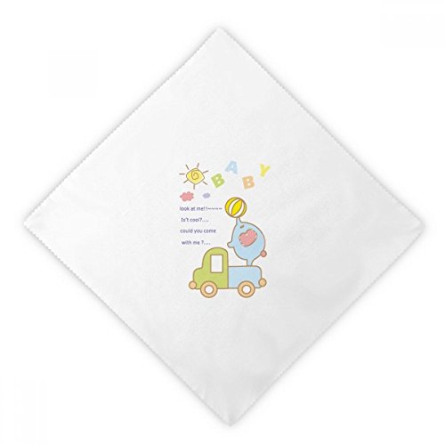 Serviettes tissu bébé éléphant 2pcs grand format imprimé multicolore