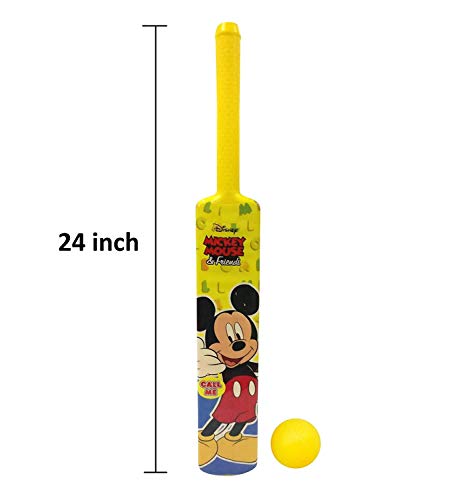 Image of KIDIVO Plastic Cricket Set with Stump and Ball Playing Set for 2-5 Year Kids(Size:- Big, Multicolor) (Mickey Mouse)