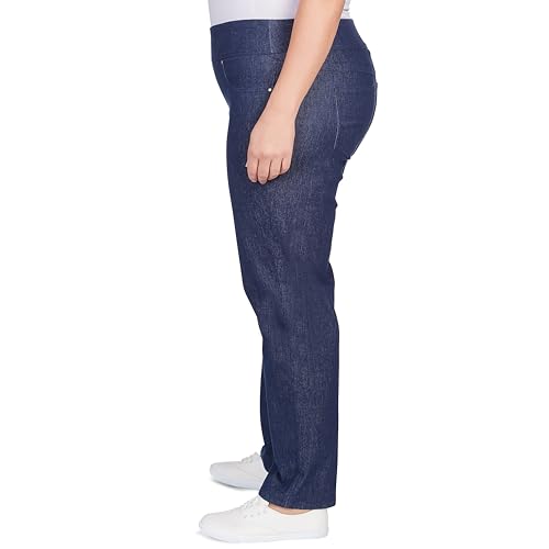 Ruby Rd. Womens Womens Plus-Size Mid-Rise Pull-on Straight Extra Stretch Light Weight Denim Pant4