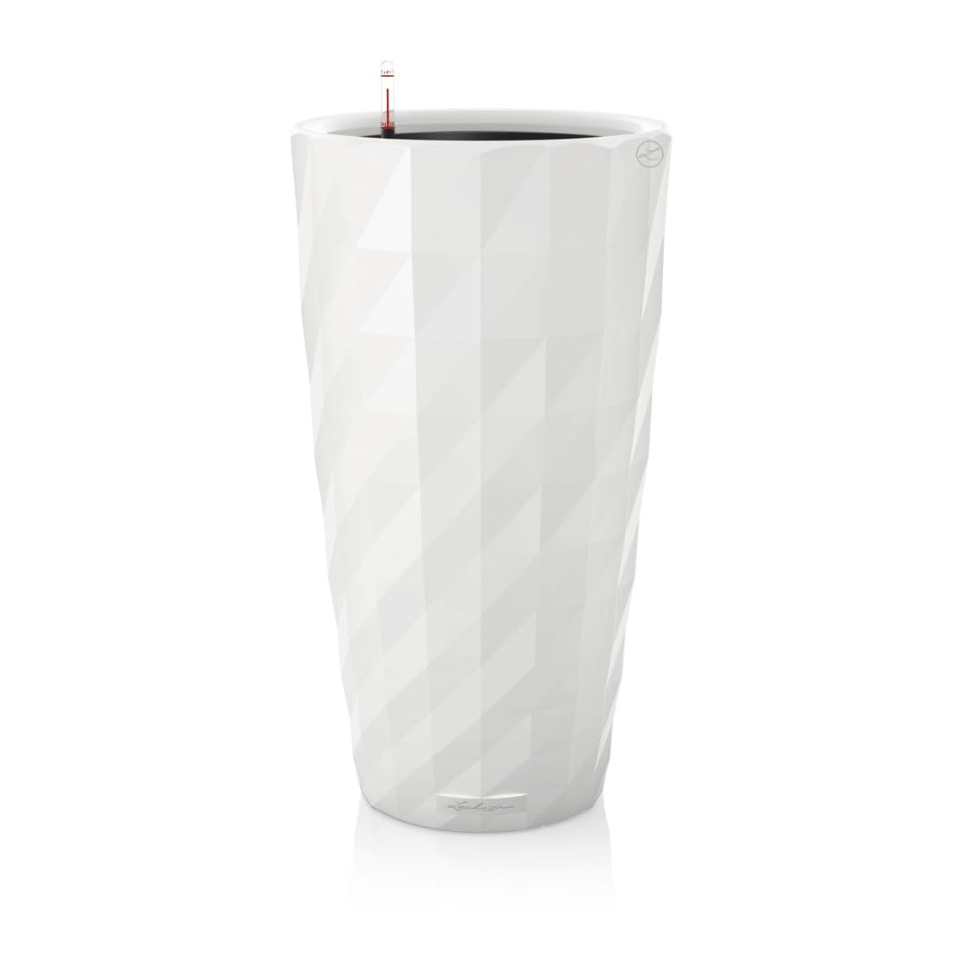 15700 Diamante Premium 40 Self-Watering Planter for Indoor and Outdoor Use, 16" × 30", White