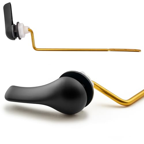 Image of Qualihome Matte Black Finish Side Mount Toilet Handle Replacement Kit, Universal Toilet Tank Flush Lever Fits Most Standard Side-Mount Toilet Tanks