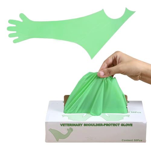OhMill – Guantes desechables veterinarios – Guantes largos sin látex, polvo – Manoplas estériles impermeables para la inseminación artificial – Exámenes veterinarios