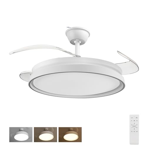Ventilateur de plafond avec LED pour rafraîchir en été et chauffer en hiver avec télécommande