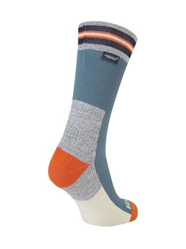 Image of SEALSKINZ Surlingham Waterproof All Weather Mid Length Striped Cuff Sock