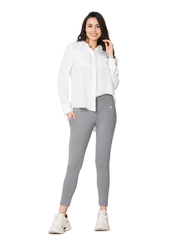 Image of VSTAR PL02 Women Ankle Length Stretchable Slim Fit Leggings with Secured Side Pocket | Moisture-Wicking | Soft Waistband & Cotton-Elastane Fabric