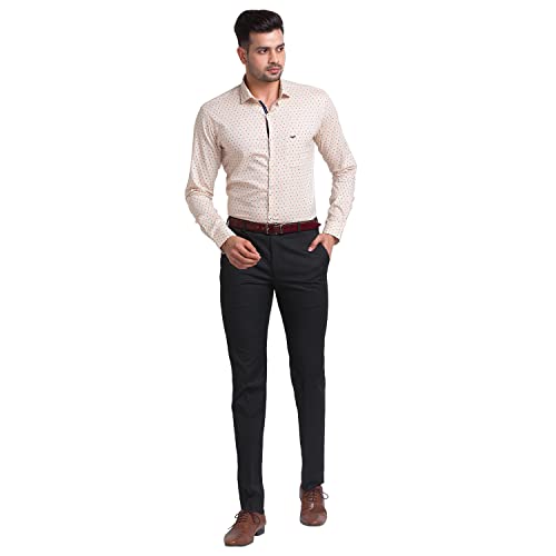 Image of Park Avenue Men's Pure Cotton Print Pattern Slim Fit Cut Away Collar Full Sleeve Casual Shirt
