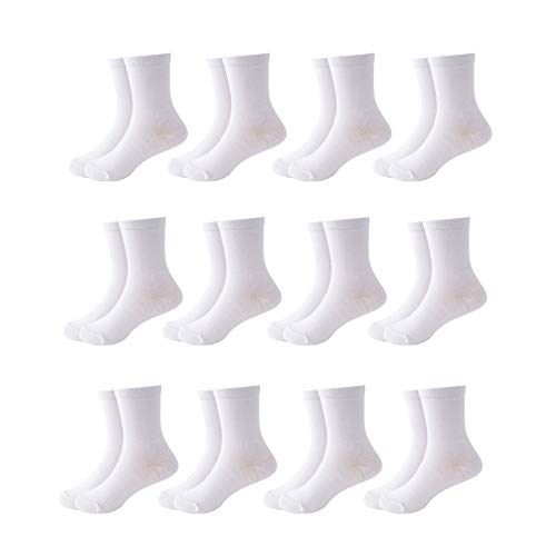 Dejian 12 Pairs Classics Toddler Kids Boys Girls Cotton Socks Breathable Ankle Crew