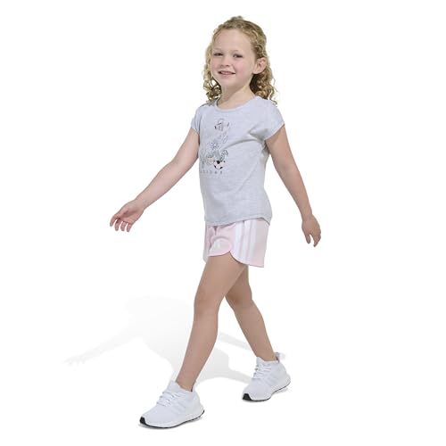 Image of adidas Girls' Graphic Heather Tee Shirt and Mesh Short Set