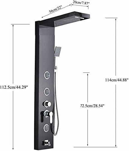 Panel de ducha columna negra con sistema de masaje y mezcladora de pared miniatura 5