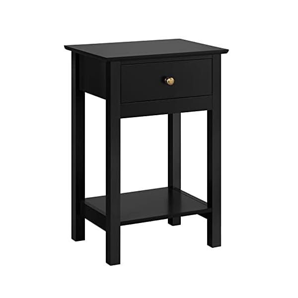 Yaheetech Bedside Table Wooden Side Table Shabby Chic Nightstand Table Cabinet Storage Unit with Drawers Shelf
