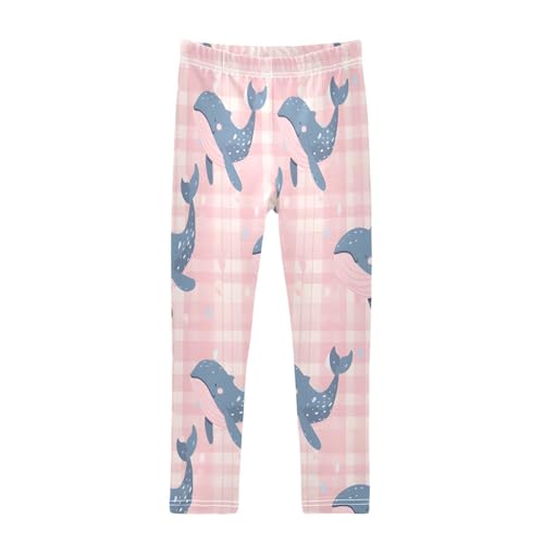 Bolaz Toddler Girls Leggings Printed Yoga Pants Leggings Pink Checkered Whale for Kids
