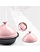 NPQPNAFC Stock Pot High Temperature Casserole Slow Cooker Stock Pot with Enameled Cast Iron Base and Conical Ceramic Lid For All Hob Types, 30cm(Pink)