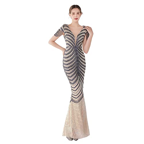 Robe longue de cocktail sirène à paillettes pour demoiselle d'honneur